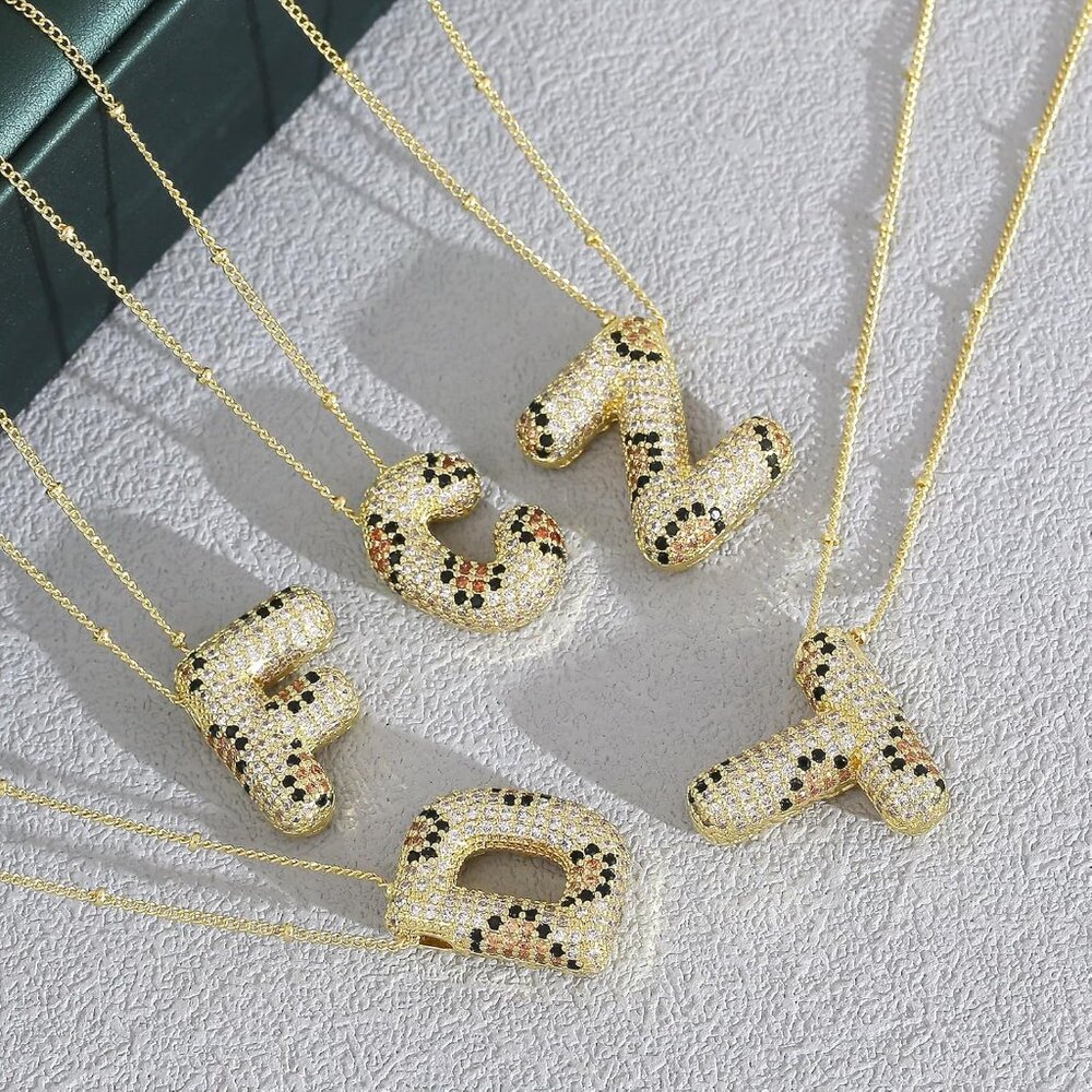 Elegant Adjustable Leopard Print Initial Necklace… - image 2